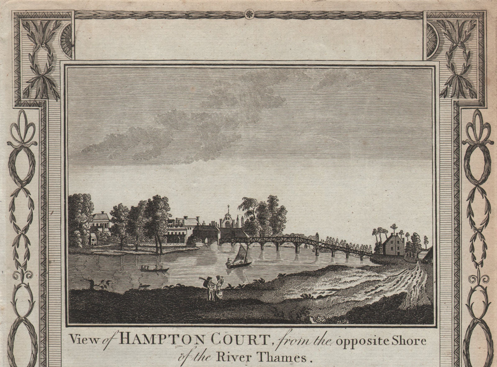 View of Hampton Court from East Molesey, London. THORNTON 1784 old print